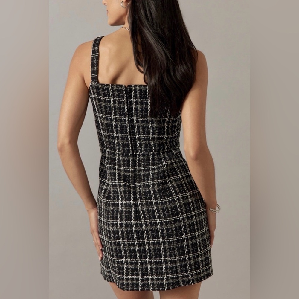 Francesca's Collections Black and White Tweed Midi Dress - Picture 3 of 7